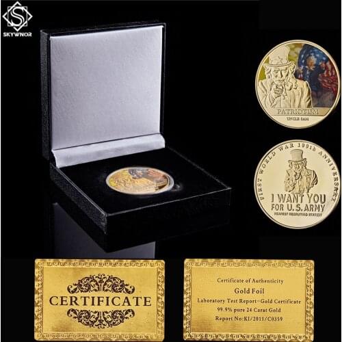 Uncle Sam USA Challenge Coins Patriotism WWI U.S. Army" Free State Incorporated Commemorative Coins