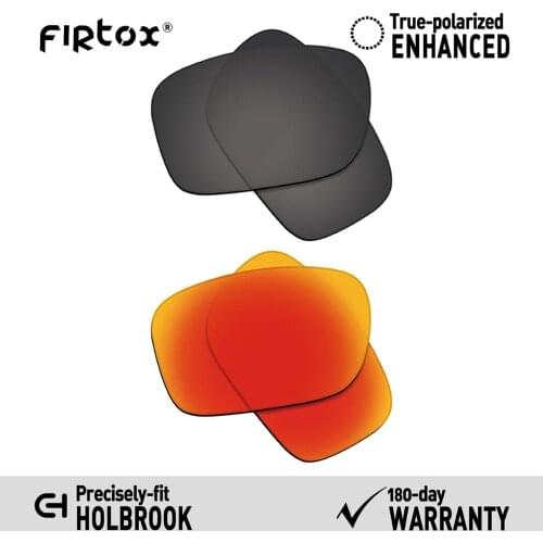 Firtox True UV400 Polarized Lenses Replacement for-Oakley Holbrook OO9102 Sunglasses (Compatiable Lens Only) - Black and Red