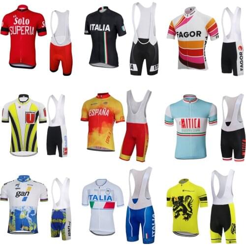 Retro Cycling Jersey Set Ropa Ciclismo Hombre Men 9 Style Bicycle Clothing Bib Shorts 9D Gel Pad MTB