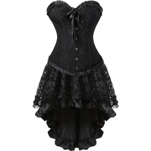 Corsets Dresss for Women Steampunk Plus Size Korsage Sexy Renaissance Boned Bustier Bodyshaper with Tutu Skirt Party Clubwear