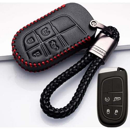 Leather Key cover car key case Fob For Jeep Renegade Compass Grand Cherokee For Chrysler 300C Wrangler Dodge Car Accessaries