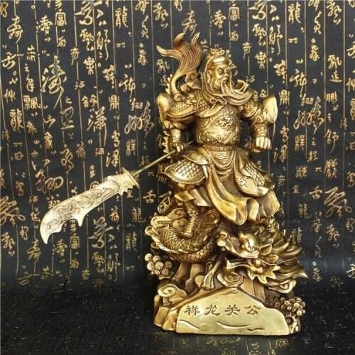 SHUN brass copper Wu Caishen Guan Yu Xianglong mention Knife Guan Gong Lucky Town house Shop living room Adornment