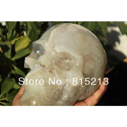 Ddh00734 BEST !!! NATURAL AGATE QUARTZ CRYSTAL SKULL/SKELETON CARVING