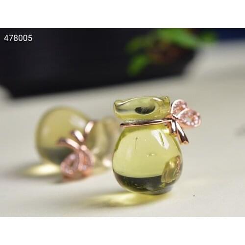 Genuine Natural Yellow Citrine Quartz Crystal Clear Purse Pendant Women Men 15*8mm Wealthy Necklace AAAAA