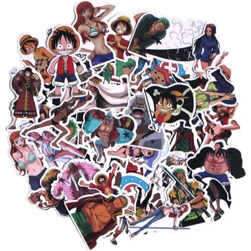 New Arrival 53 Pieces/lot High Quality PVC Self-adhesive Anime Luffy DIY Scrapbook Stickers Phone Laptop Car Stickers Decoration