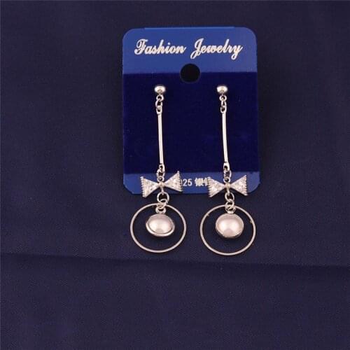 New Design Earrings For Female Ribbon Bow Shape And Attractive Crystals Jewelry Copper Dropshipping