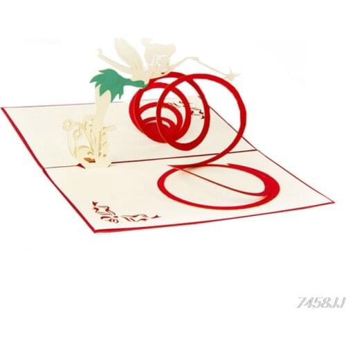 3D Pop Up Greeting Cards Creative Hollow Angel Heart Handmade Paper Carving Craft Carte Postale Artesanato Origami Z03