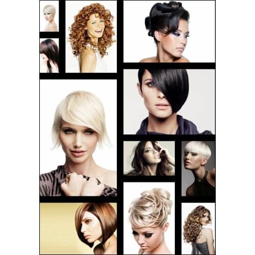 HAIRDRESSING HAIRSTYLE COLLAGE HEALTH BEAUTY Art Silk Poster Print 24x36inch