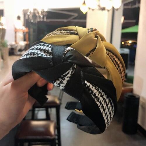 Fashion Girls Headband Houndstooth Korean Style Hairband Women Middle Knot Turban Hair Hoop Hair Accessories