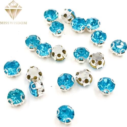 Hot sale Lake blue strass Glass Crystal sew on rhinestones shape D claw High quality loose rhinestones diy clothing accessories