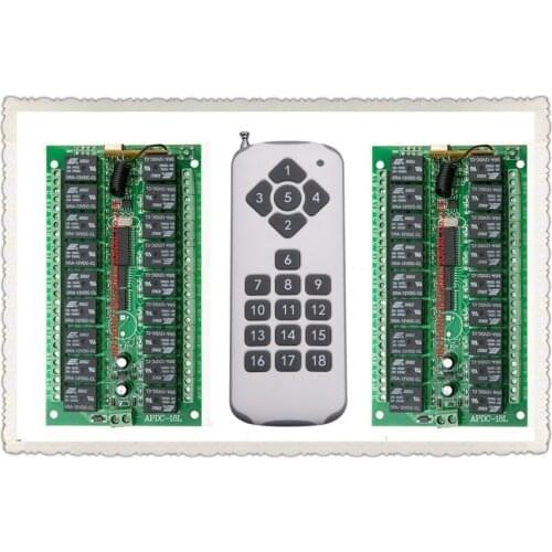 DC12V 18CH Relay Remote Switch 2* Receiver 18 Button Remote 1*Transmitter Contact RX TX ASK Light Lamp Smart Home Wireless