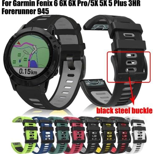 22 26mm Silicone Quick Fit Watchband Straps for Garmin Fenix 6 6X 6X Pro Easyfit Wrist Band/ Fenix 5X 5 5 Plus 3HR Descent MK1