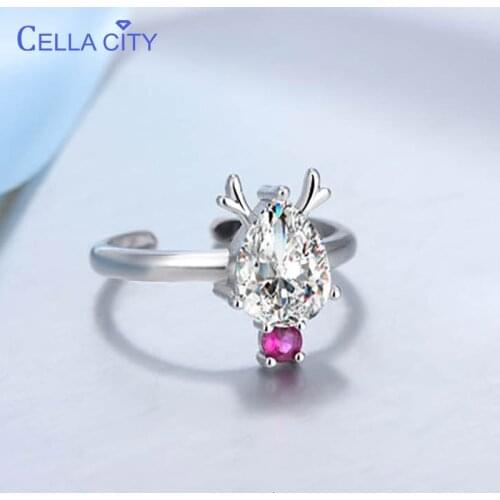 Cellacity 925 Sterling Silver Ring With Round Ruby Gemstones Zircon Finger Jewelry Elegant Wedding Party Gift Fine Jewelry