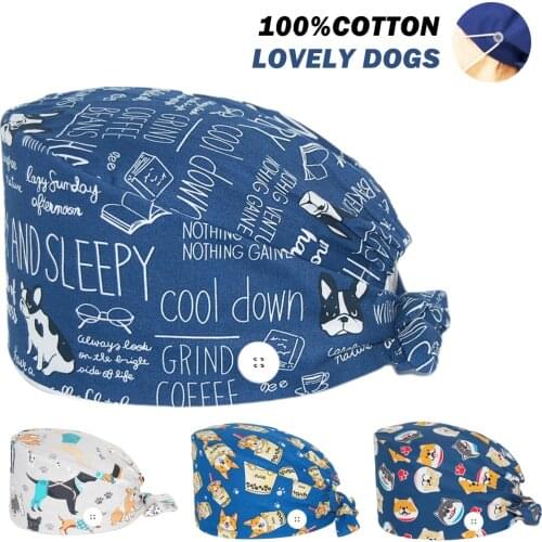 Pure Cotton Scrub Hats Adjustable Workers Nursing Hat Lab Pet Shop Beauty Salon Health Service Staff Chef Working Surgicals Caps