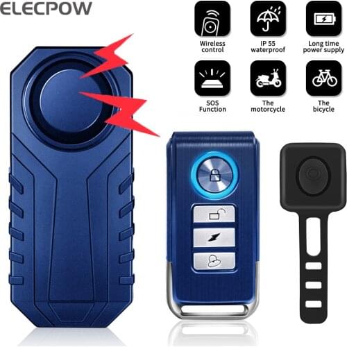 Elecpow Bike Alarm Remote Control Waterproof Electric Bicycle Anti-Theft Alarm with Horn Loud 113dB Vibration Sensor for Motorcy
