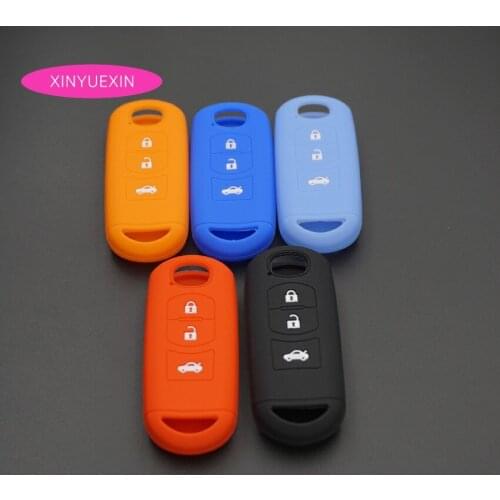 Xinyuexin Silicone Car Key Cover FOB Case For Mazda 3 5 6 Axela CX5 CX7 With 3 Buttons Remote Key Case FOB Cover Car-stying