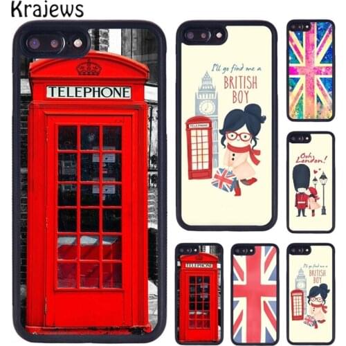 Krajews Telephone Box London Union Jack Phone Cases For iPhone 5 6S 7 8 plus 11 12 Pro X XR XS Max Samsung Galaxy S7 S8 S9 S10