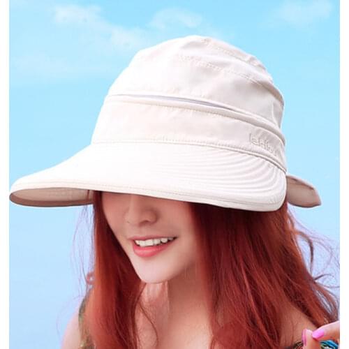 Double Use Detachable Empty Top Sun Hat Women Summer UV Protection Flat Top Visor Caps Ladies Bowknot Wide Brim Baseball Cap