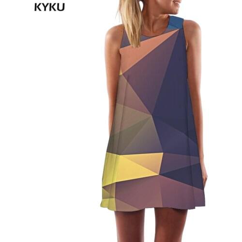 KYKU Colorful Dress Women Geometry Sundress Harajuku Office Womens Clothing Summer Gothic Wrap High Quality