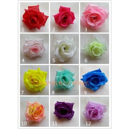 100pcs 8.5cm Artificial Silk Rose Flower Head Big Rose Flowers Ball Head Brooch Wedding Wall Arch Decoration Flower
