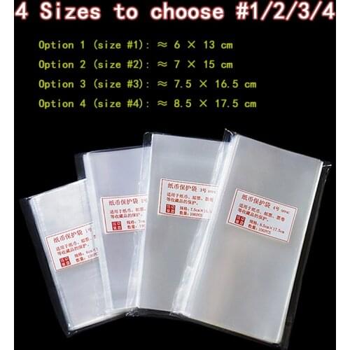 100 PCS Protect Bag for Banknote Paper Stamp Collection Shell Sleeves Holder Polymer Bag Size 1/2/3/4/5/6 Storage Bags Lot
