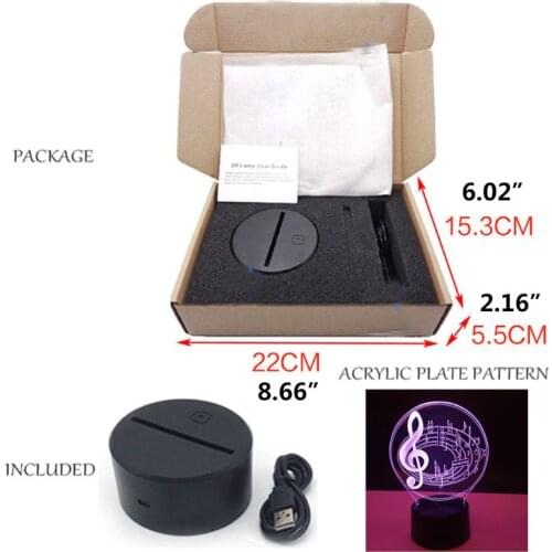 3D LED Colorful Music Notes Shape Lamp USB Rechargeable Home Decor Table Lamps