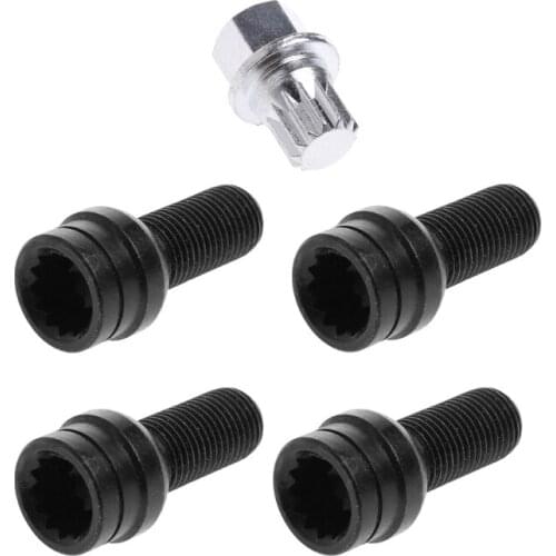4+1 Wheel Bolt Lock Lug Nut Set With Key For VW Golf Beetle Passat Audi
