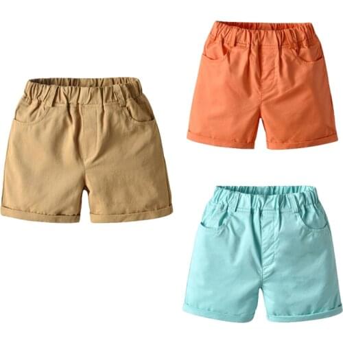 1-8Y Newly Toddler Baby Boys Causal Shorts Solid Elastic High Waist Summer Trousers Shorts 3 Colors
