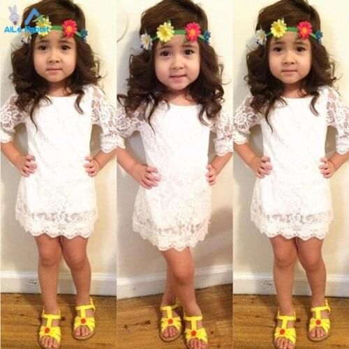 Girls Summer Fashion Lace Dress Childrens Clothing For Girls 2-3 Years Old White Lace