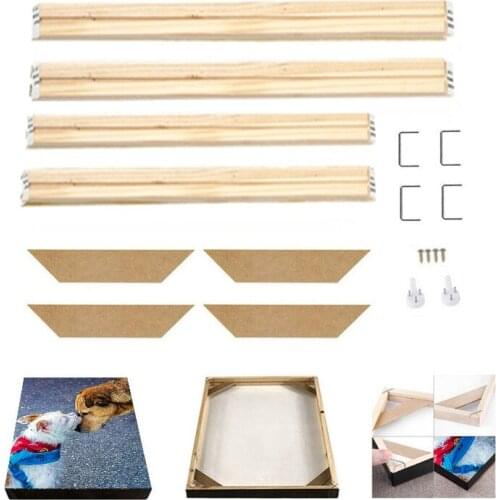 Natural Wooden Frames Canvas Oil Painting Diamond Painting Wall Art Picture Large Size DIY Photo Poster Frame Inner Home Decor