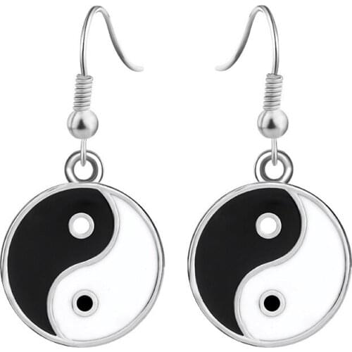 Chinese Fashion Teaching Taiji Pendant Earrings Simple Retro Womens Earrings Fashion Statement Jewelry Christmas Gift