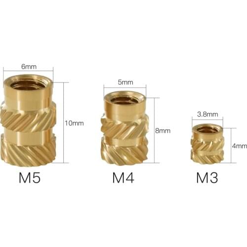 10pcs/lot Mellow Brass Hot Melt Inset Nuts Heating Molding Copper Thread 3D Printer Parts SL-type Double Twill Knurled Injection