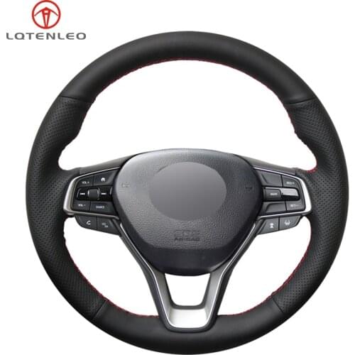 LQTENLEO Black Genuine Leather Hand Car Steering Wheel Cover For Honda Accord 10 2018-2019 Inspire 2018-2019 Insight 2018-2019
