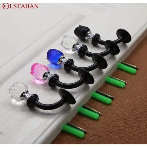 LSTABAN Antique Creative Zinc Alloy Single And Double Row Cabinet Wardrobe Bathroom Cloakroom Crystal Hook Furniture Accessories