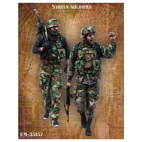 1/35 resin figure soldier model two-person Syrian soldier GK white model hand military war 186