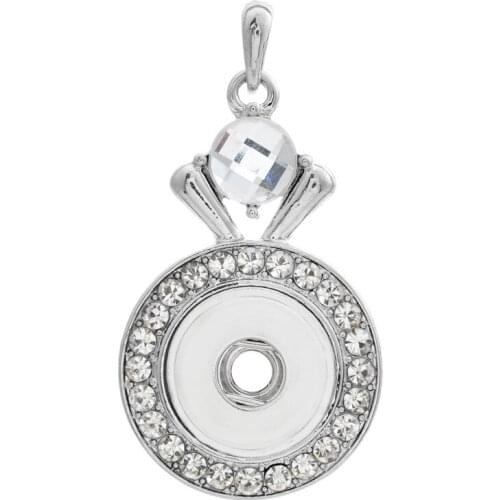 Trendy Rhinestone Elegant pendant snap necklace 60cm keychain fit 18MM snap buttons Fashion jewelry DIY accessories XL0033