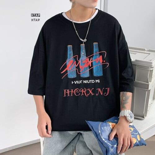 Men Summer Harajuku Cool Unisex half Sleeve T-shirts O-neck Street Style Fashion Funny Coke Printed Preppy Students Hip Hop Tops