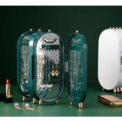 2021 new jewelry storage box desktop jewelry storage box earrings jewelry multilayer dustproof jewelry box girl transparent