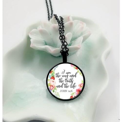 NEW Jesus Jewellry I am the way the truth and the life John 14:6 Christian Quote Necklace Bible Verse Pendant Necklace Gifts