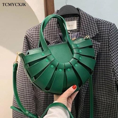 2021 Autumn New Branded Handbags Women And Purses Semicircle Design PU Leather Flower Basket Crossbody Shoulder Bags For Women