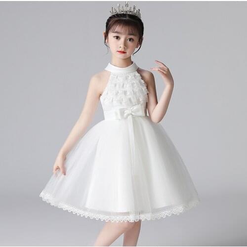 3-12 Year Toddler Baby Tutu Dress White Pink Party Stage Princess Dresses Bridesmaid Flower Girl Clothes Vestido 2021 Summer New