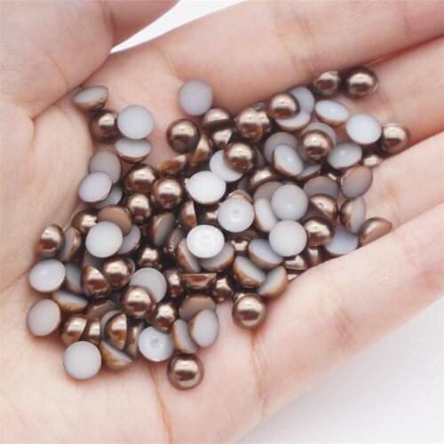 2-12mm Dark Coffee Flat Bottom Semicircular Resin Diy Loose Beads For Decorative Accessories For Manicure Mobile Phone Case