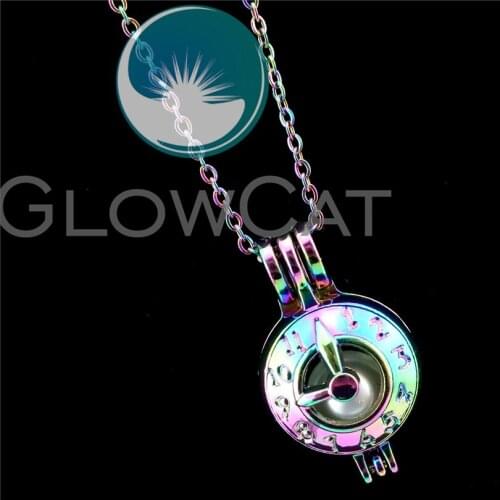 R-C600 Colorful Clock Beads Cage Pendant Perfume Diffuser Aromatherapy Stone Pearl Cage Locket Necklace