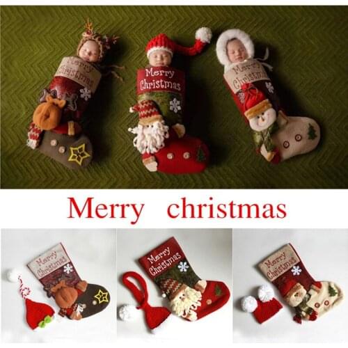 Newborn photography props Christmas theme socks newborn baby shooting props full moon photo photo service Christmas clothes