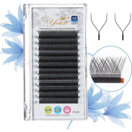 Yelix Japanese Style YY Shape Eyelashes Extensions Rapid Blooming lashes C/D Curl Hand-woven wimpers individual eyelashes soft