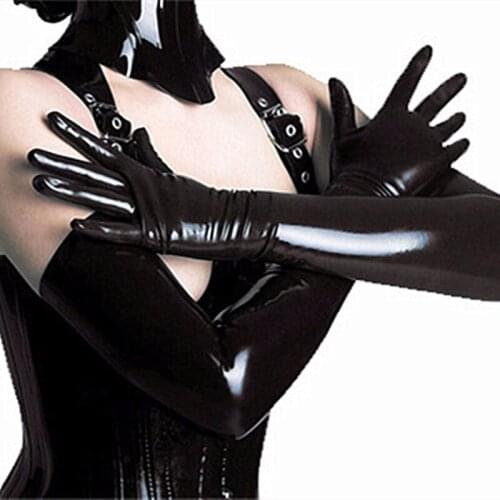Sexy Imitation Leather Shiny Long Glove Punk Rock Gloves Hip Pop Jazz Disco Bright Mittens Clubwear Polo Dance Cosplay Costumes