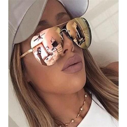 Reflective Mirror Sunglasses For Women Luxury Brand High Quality Feminine Pink Pilot Sun Glasses Coating Lens Oculos De Sol UV