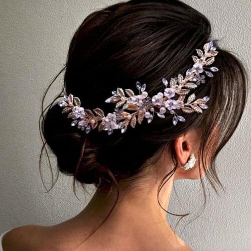 Wedding Hair Jewelry Gold Silver Color Tiara Hair Combs Clips Pearls Flower Crystal bridal Hairbands For Bride Women Girls Party