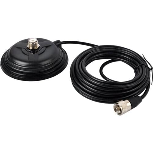 TC-110M CB/VHF/UHF/HF Ham Radio Antenna Magnet Mount SO-239 Connection Style with 5M(16.4Ft) RG58 Coaxial Cable PL-259