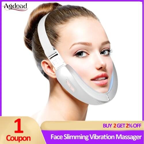 V-Line Up Face Slimming Vibration Massager LED Photon Facial Lifting Device Face Lift Belt Reduce Double Chin